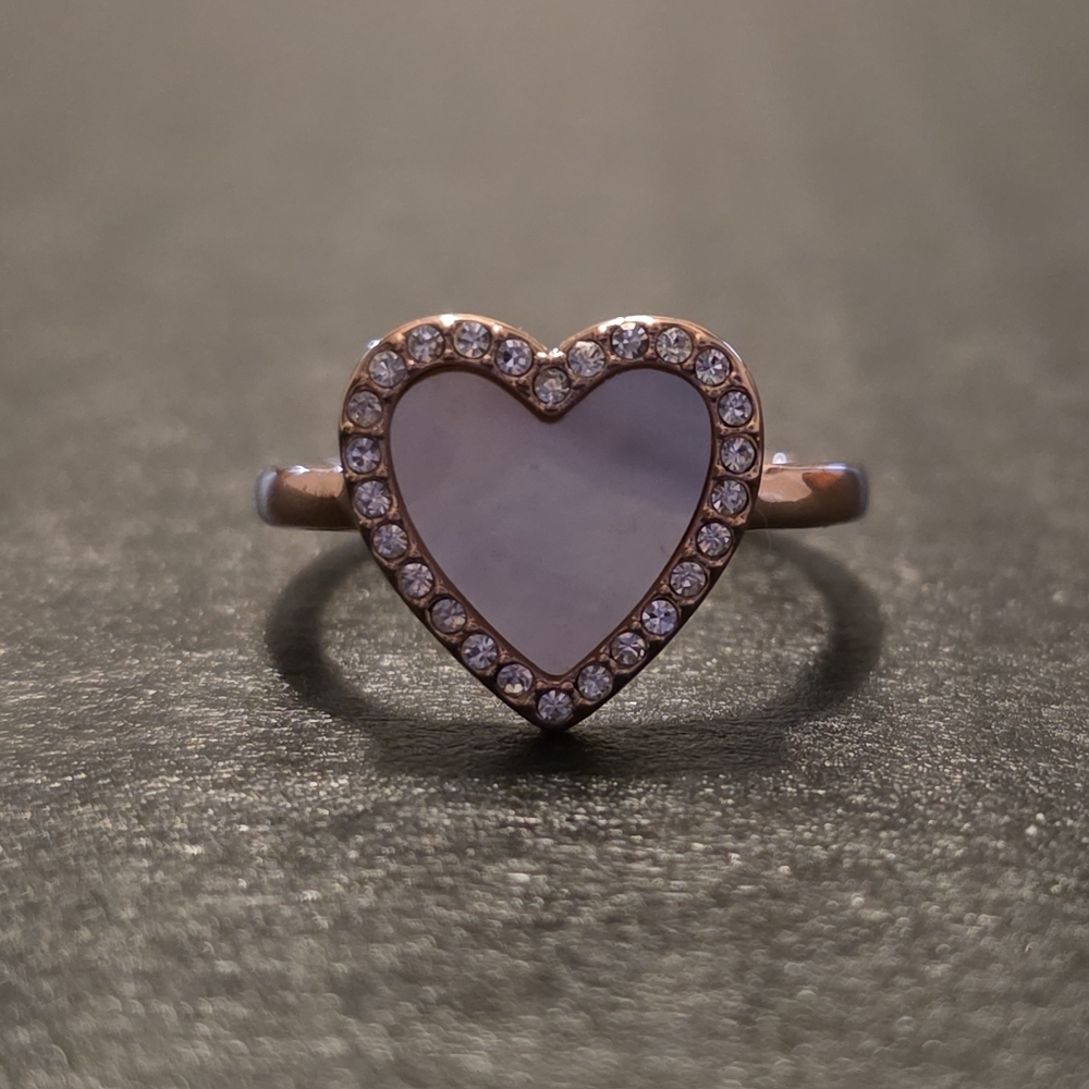 Pura Vida Rose Gold Heart Ring with White Accents